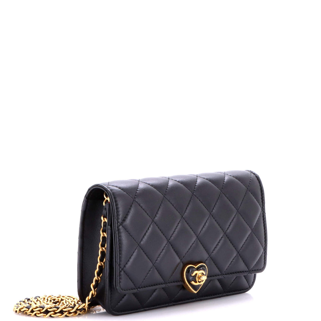 Coco Love CC Heart Wallet on Chain Quilted Lambskin