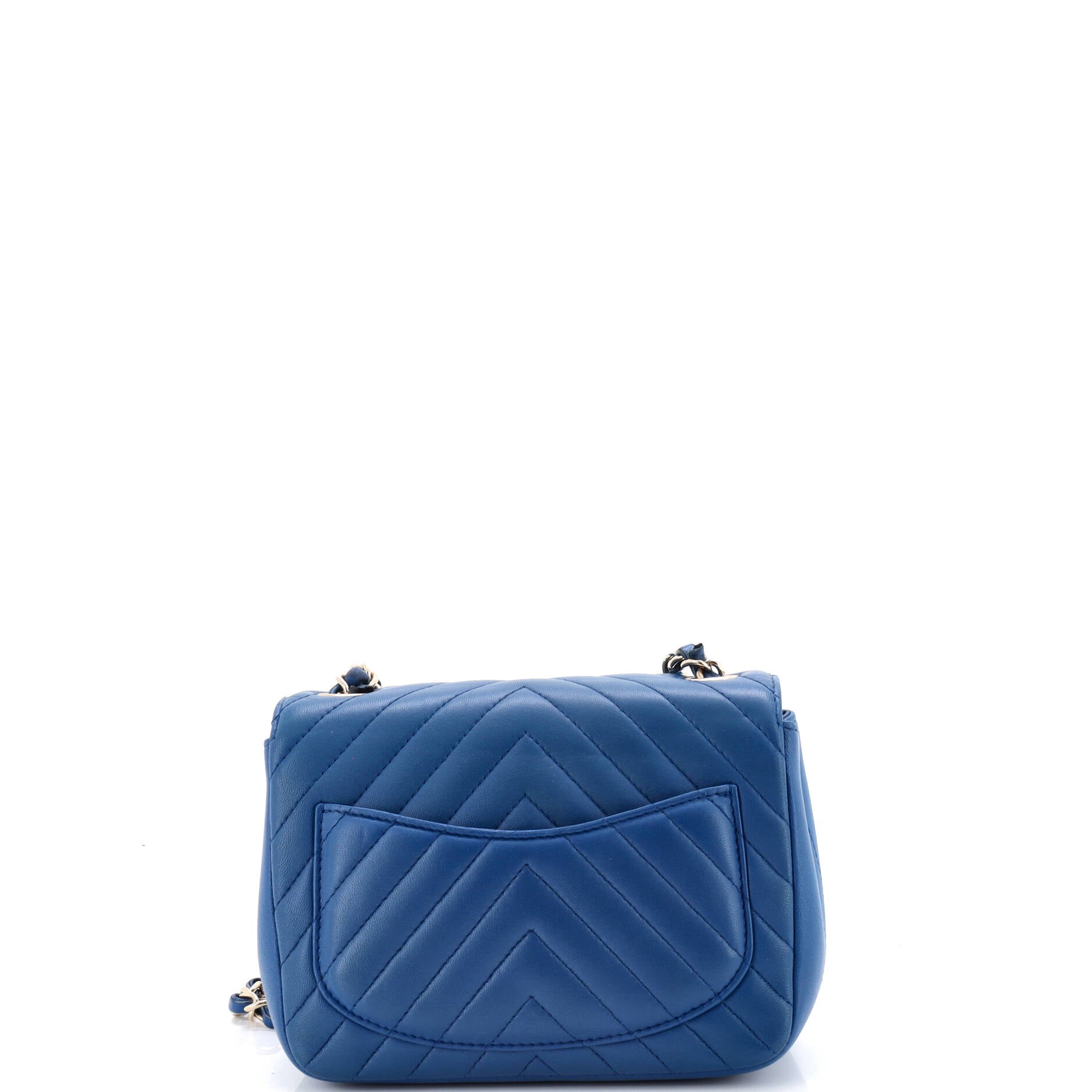 Square Classic Single Flap Bag Chevron Lambskin Mini