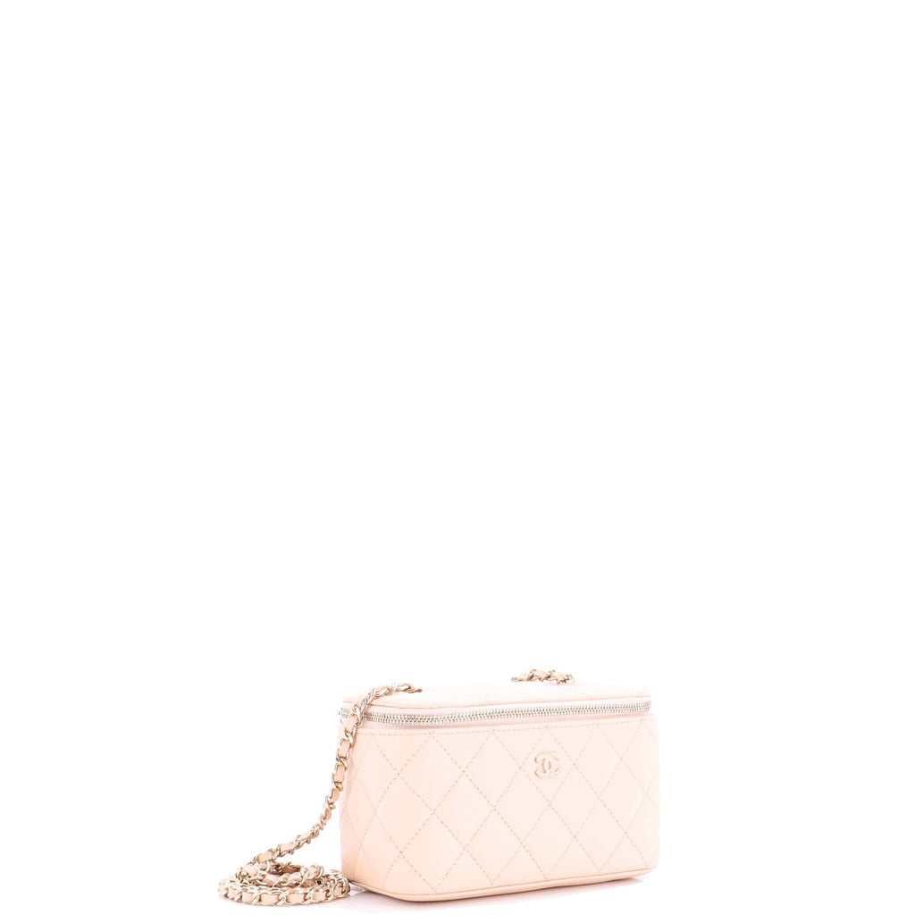 Classic Vanity Case with Chain Quilted Caviar Small