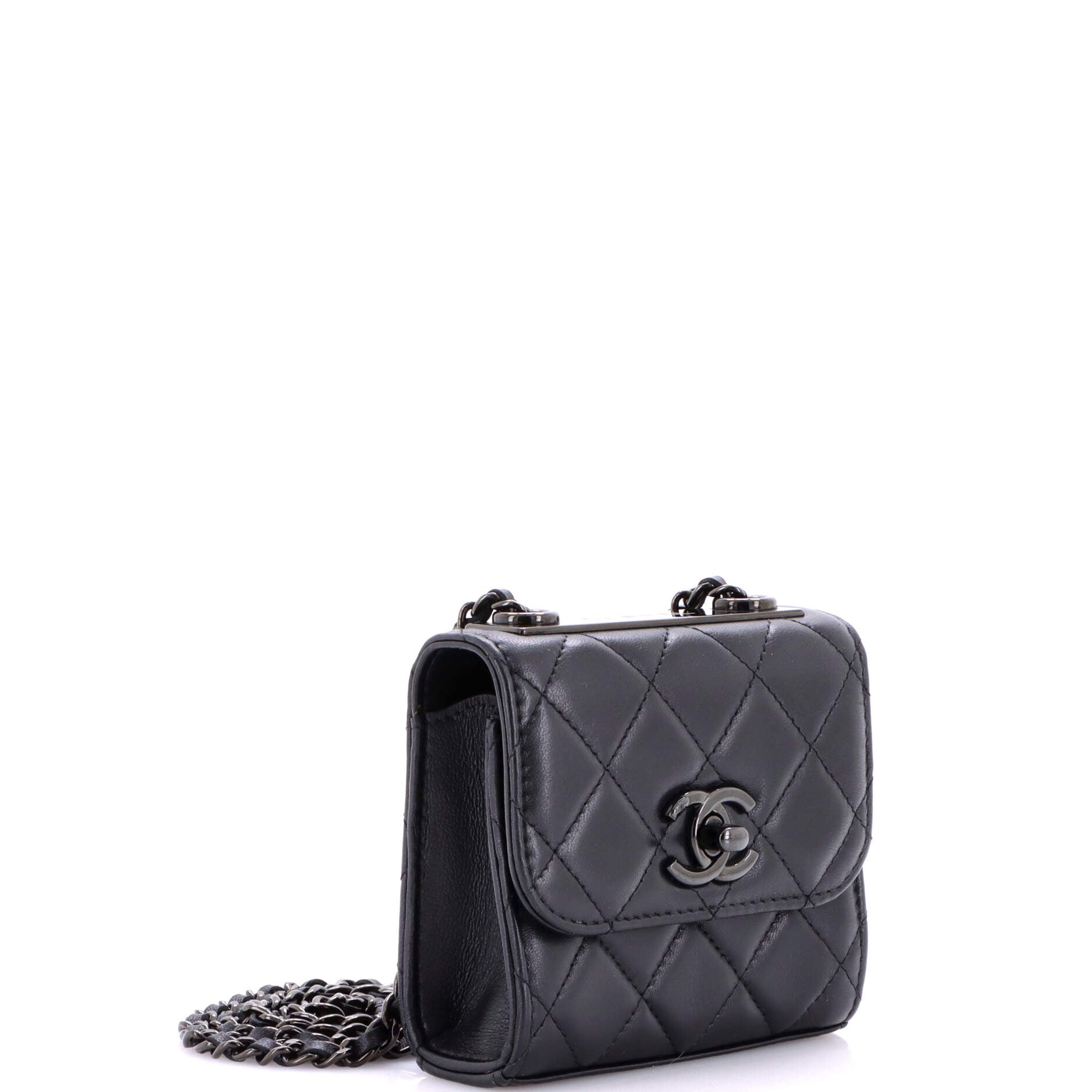 So Black Trendy CC Clutch with Chain Quilted Lambskin Small