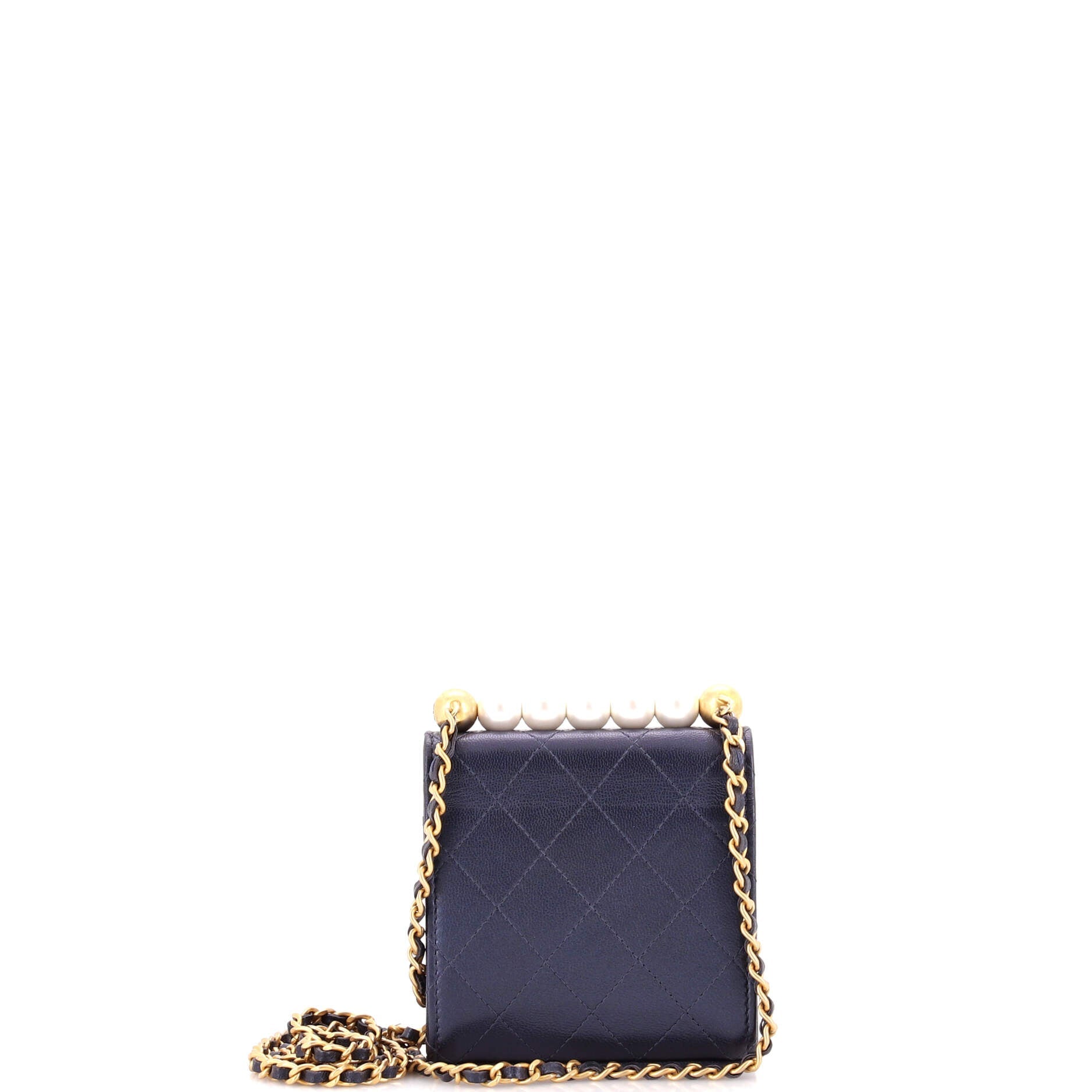 Chic Pearls Flap Clutch with Chain Quilted Goatskin Mini