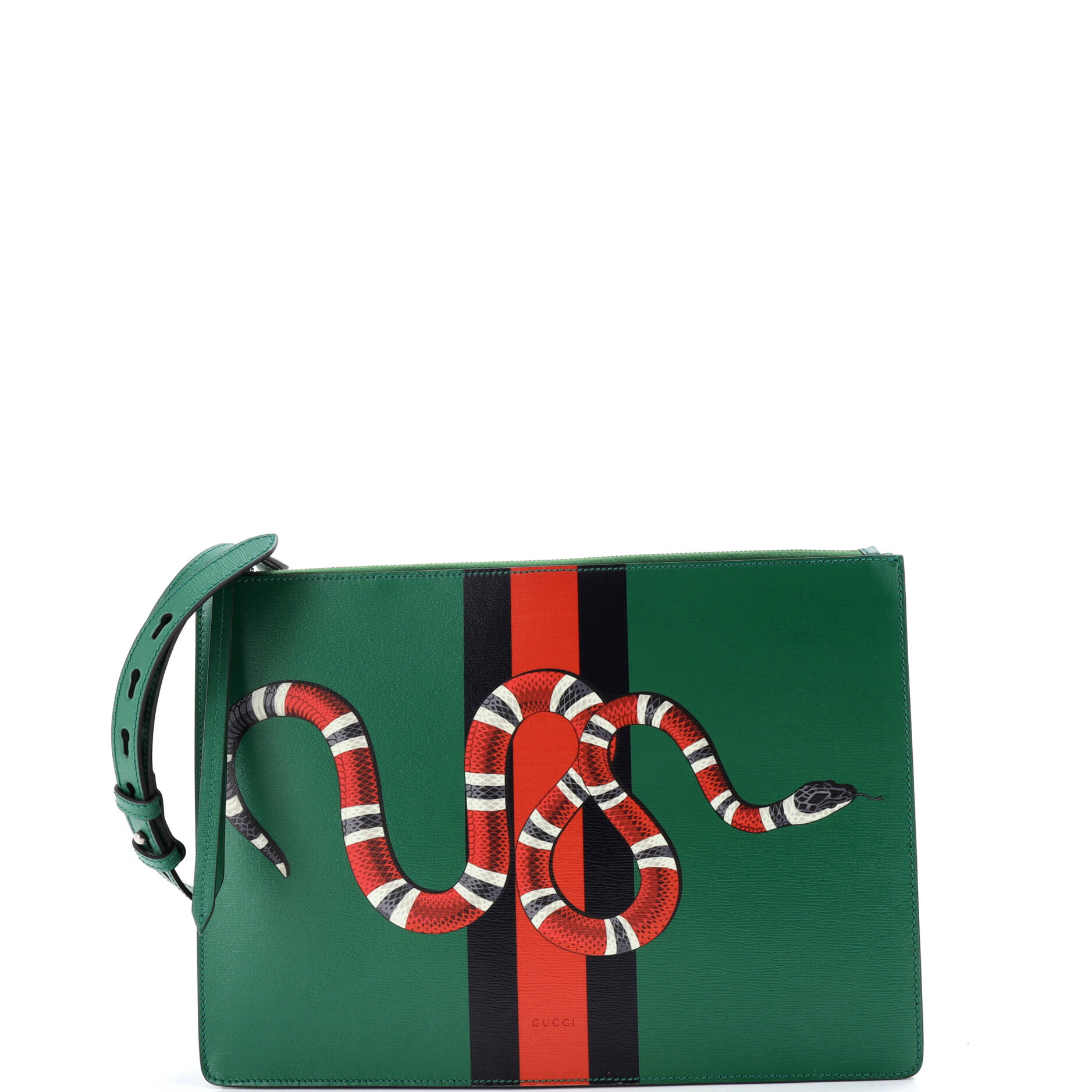 Messenger Bag Snake Printed Leather Large