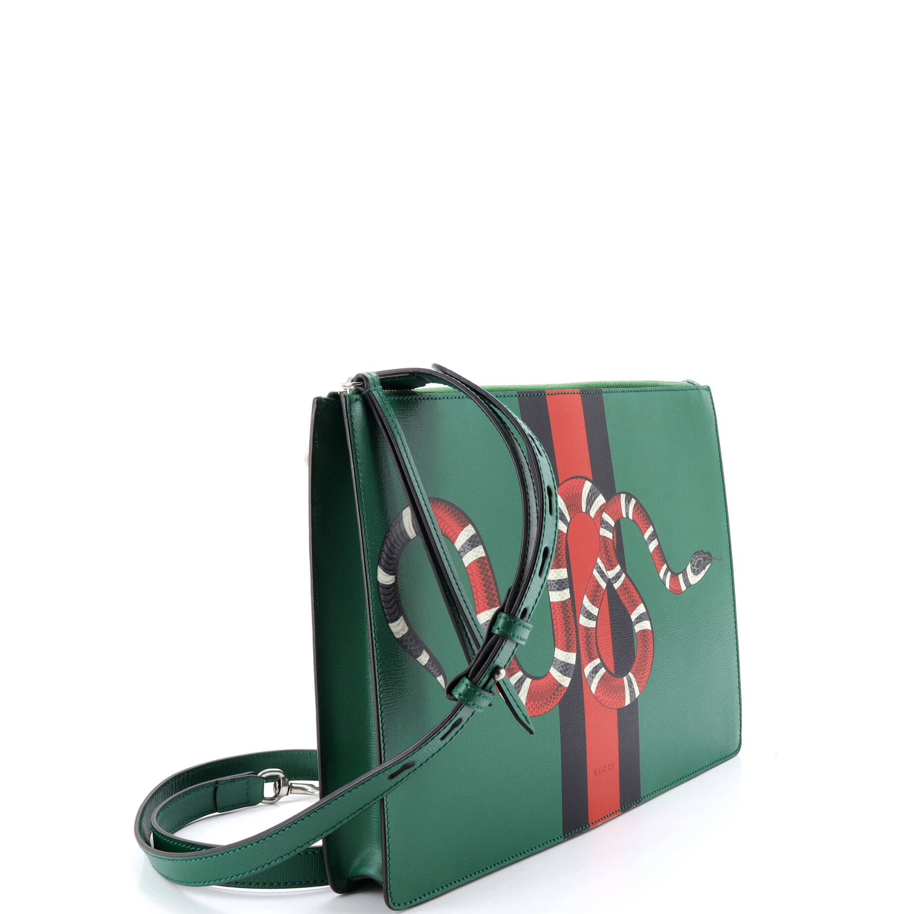 Messenger Bag Snake Printed Leather Large