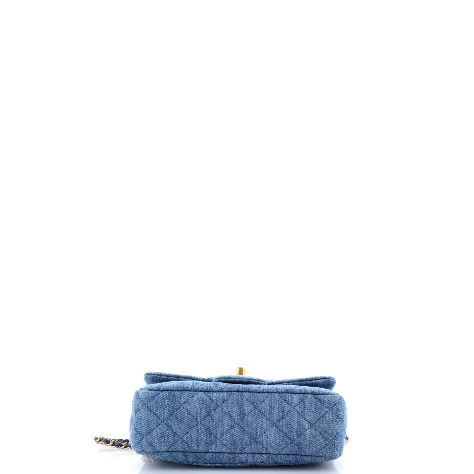 Pearl Crush Flap Bag Quilted Denim Mini