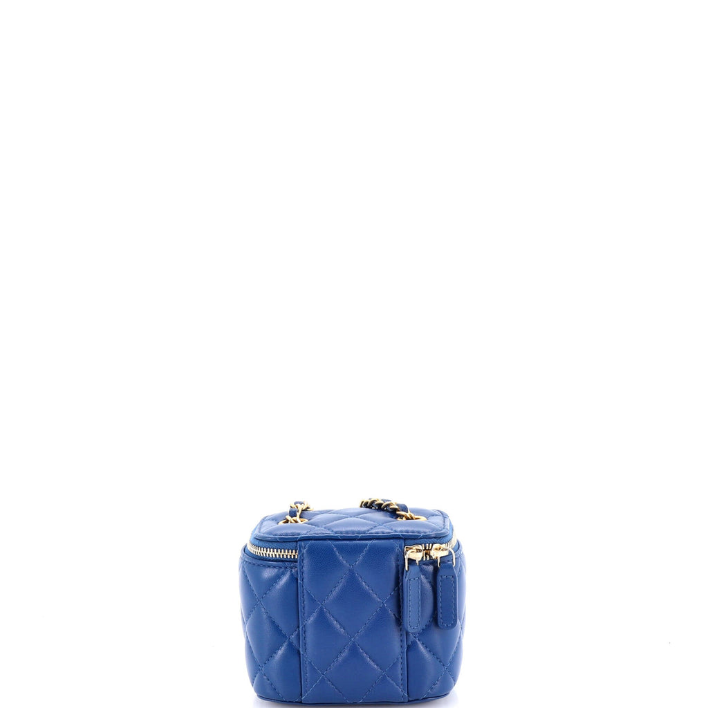 Pearl Crush Vanity Case with Chain Quilted Lambskin Mini