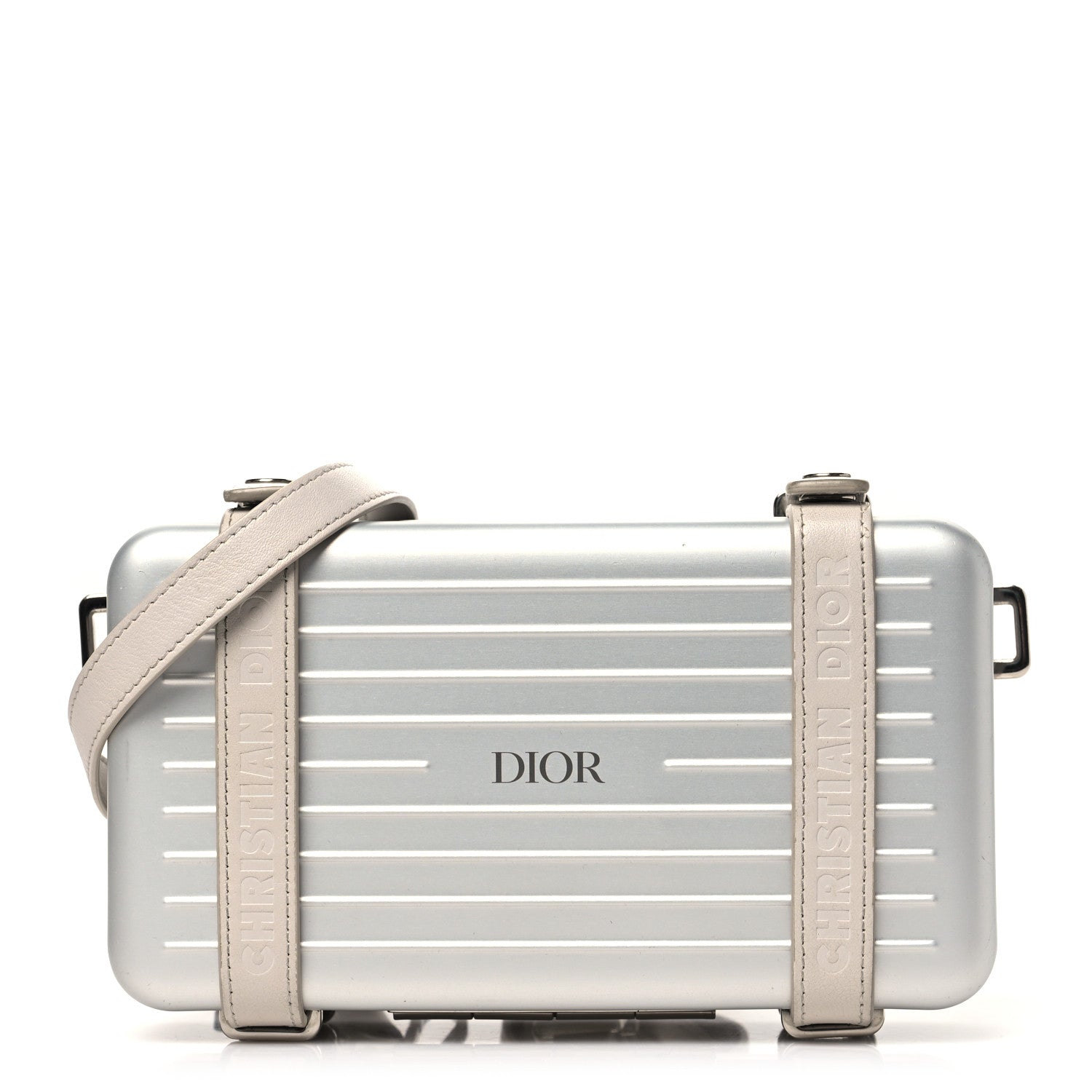 X RIMOWA Aluminum Personal Clutch On Strap Silver