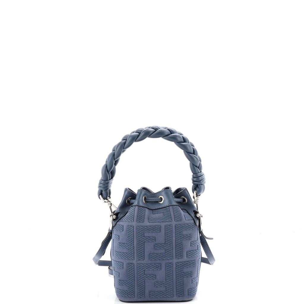 Woven Handle Mon Tresor Bucket Bag Zucca Embroidered Canvas Mini