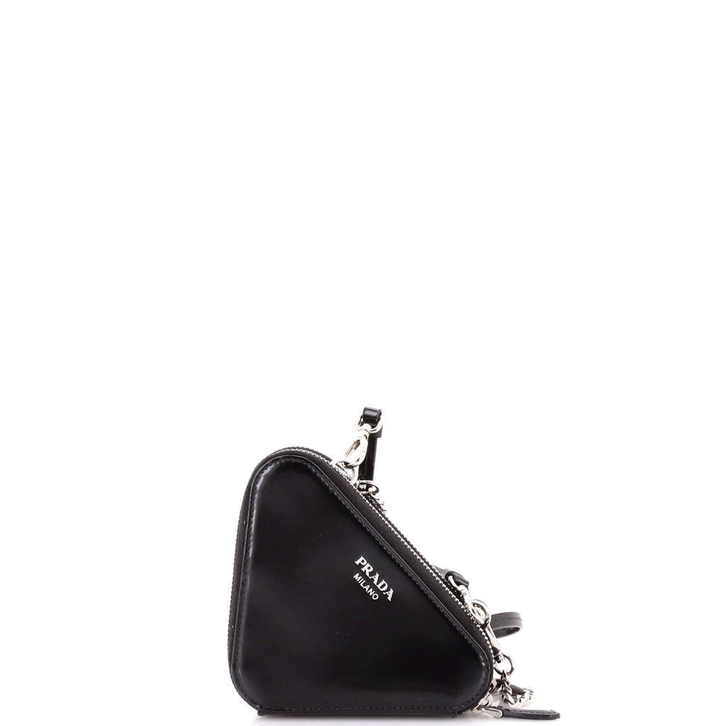 Triangle Double Pouch Crossbody Crystal Embellished Satin Mini