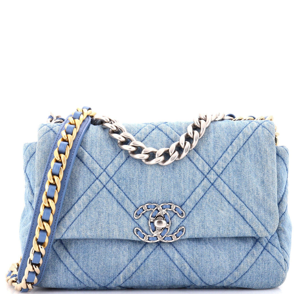 19 Flap Bag Quilted Denim Medium