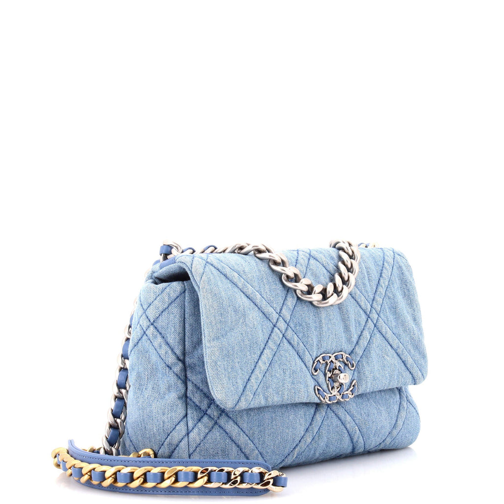 19 Flap Bag Quilted Denim Medium