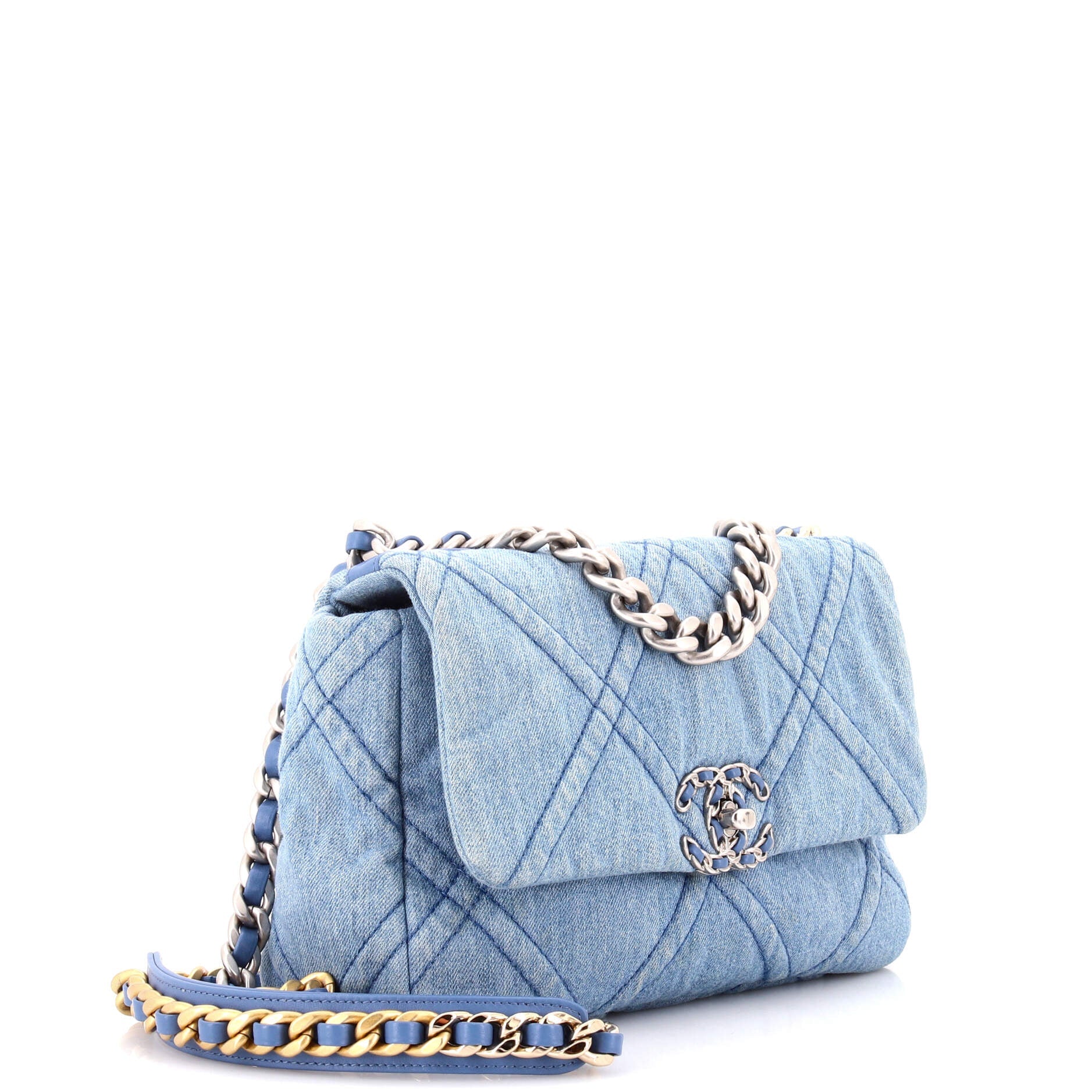 19 Flap Bag Quilted Denim Medium