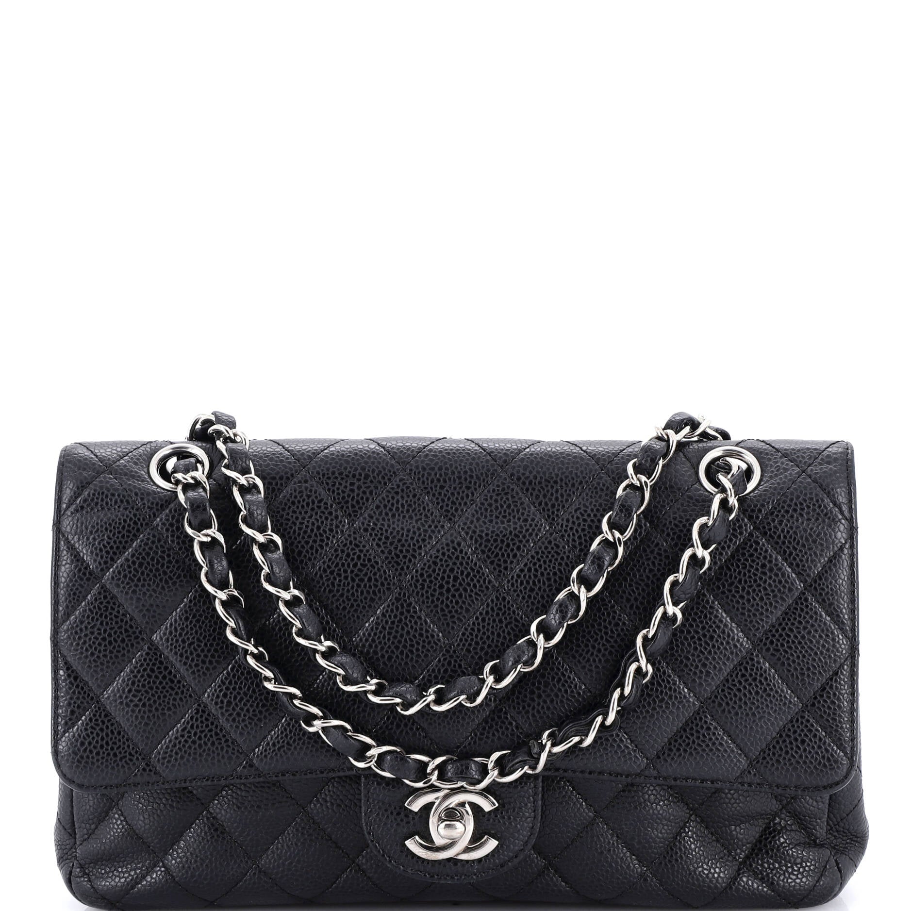 Classic Double Flap Bag Quilted Caviar Medium