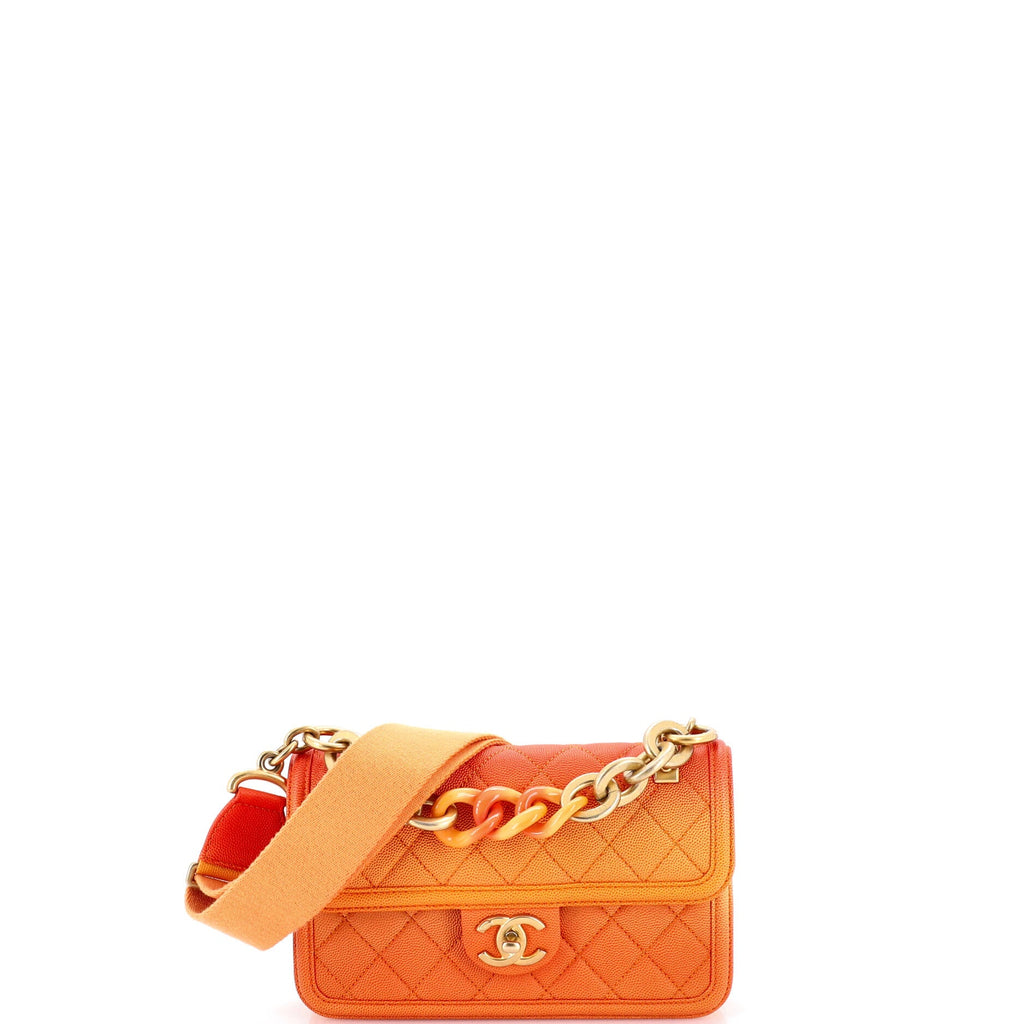 Sunset On The Sea Flap Bag Quilted Caviar Small