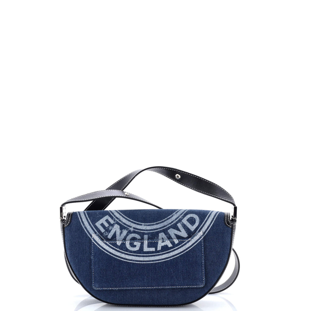 Olympia Flap Bag Printed Denim with Leather Small