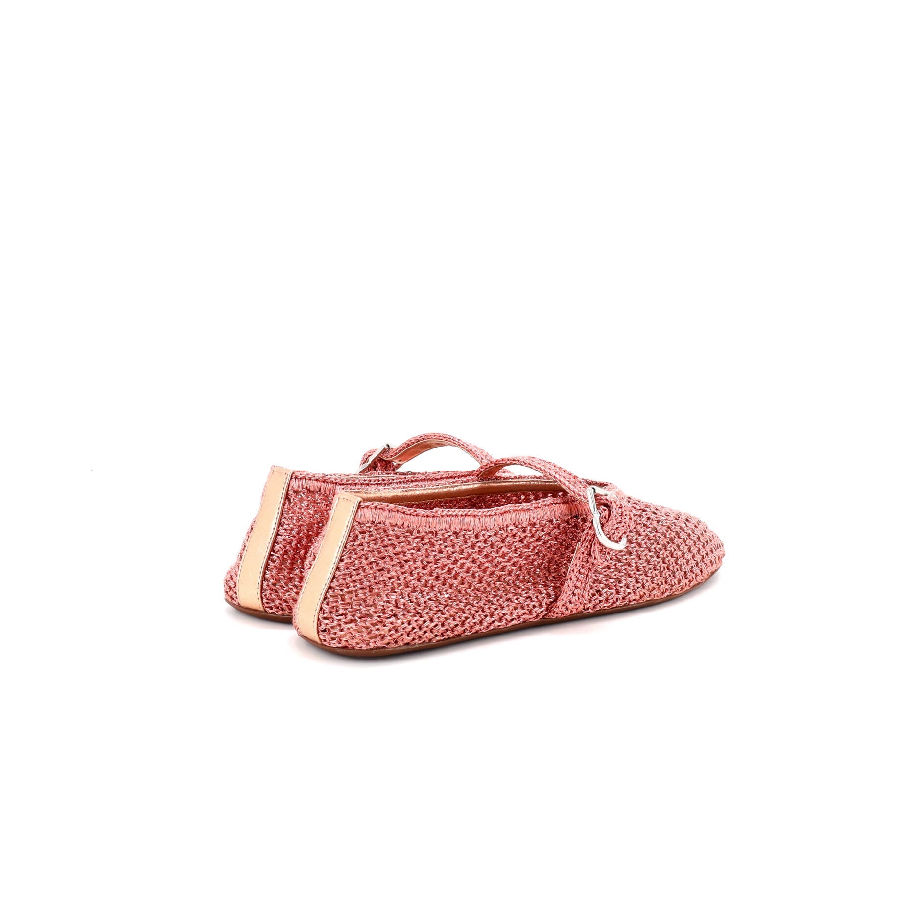Women's Buckle Ballerina Flats Metallic Mesh