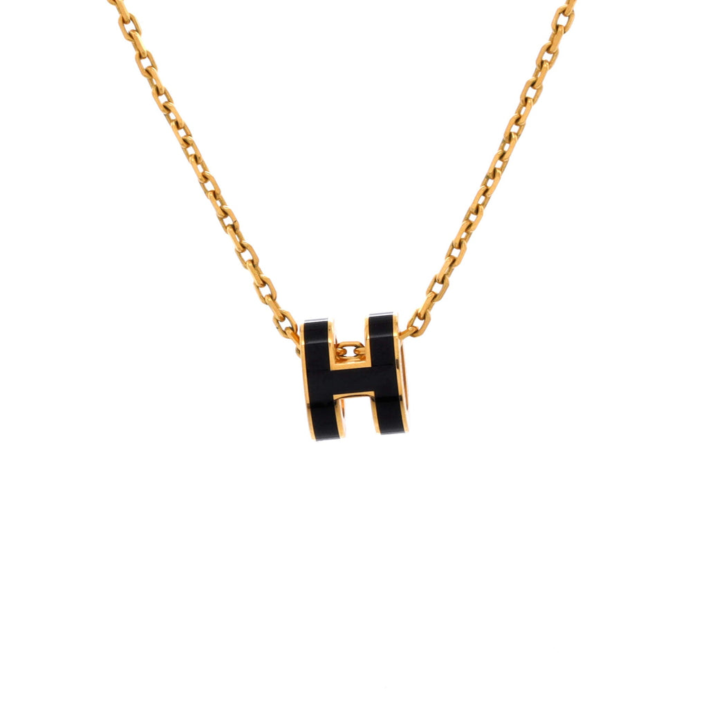 Pop H Pendant Chain Necklace Metal and Enamel Mini