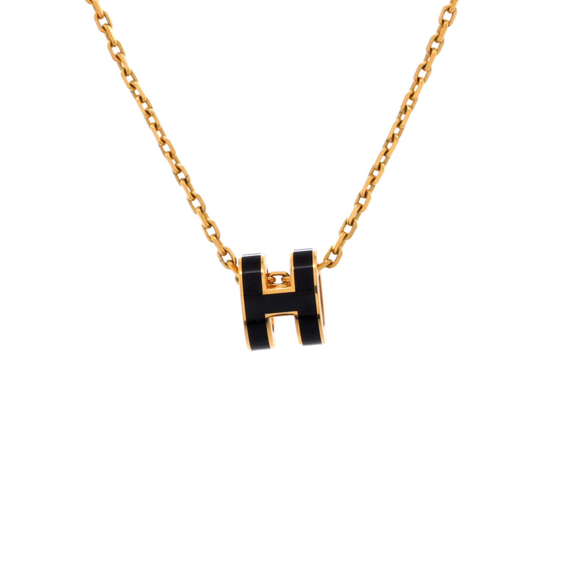 Pop H Pendant Chain Necklace Metal and Enamel Mini