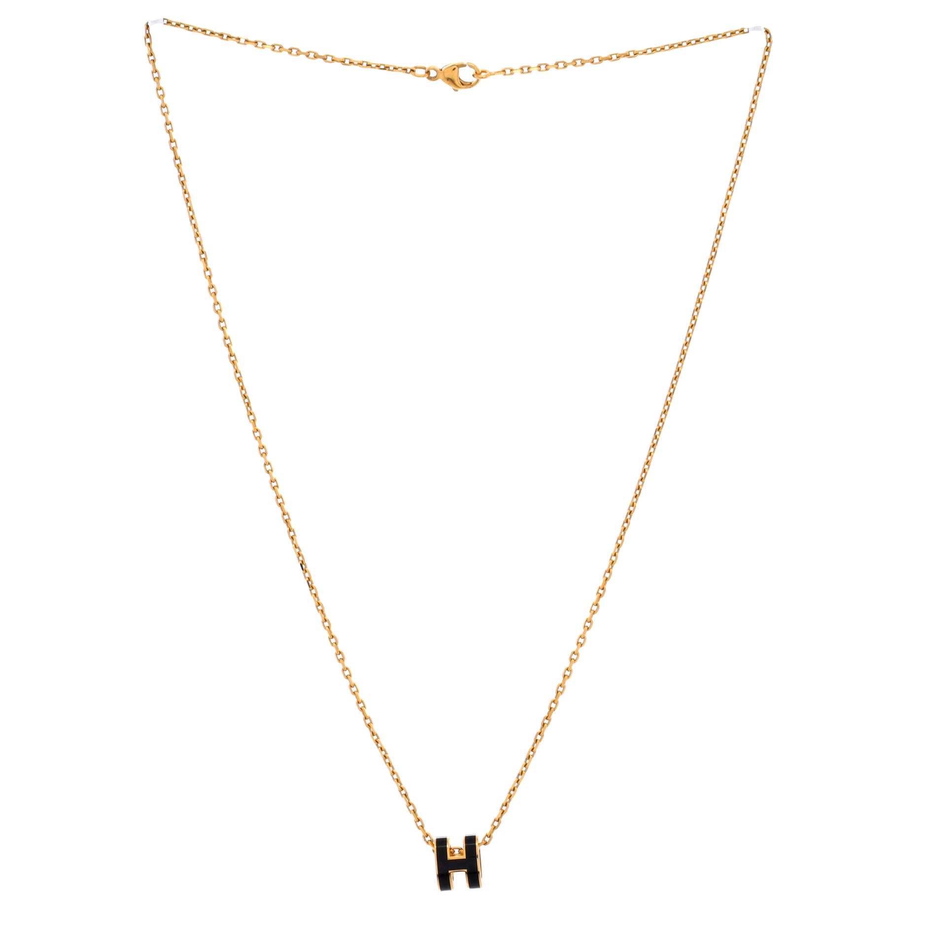 Pop H Pendant Chain Necklace Metal and Enamel Mini