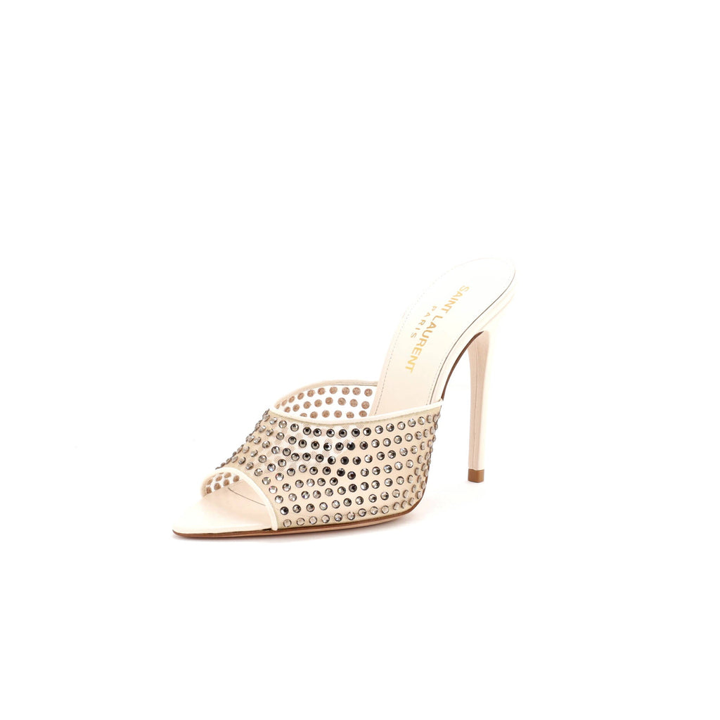 Women's Gippy Heeled Mules Leather and Mesh with Crystals 110