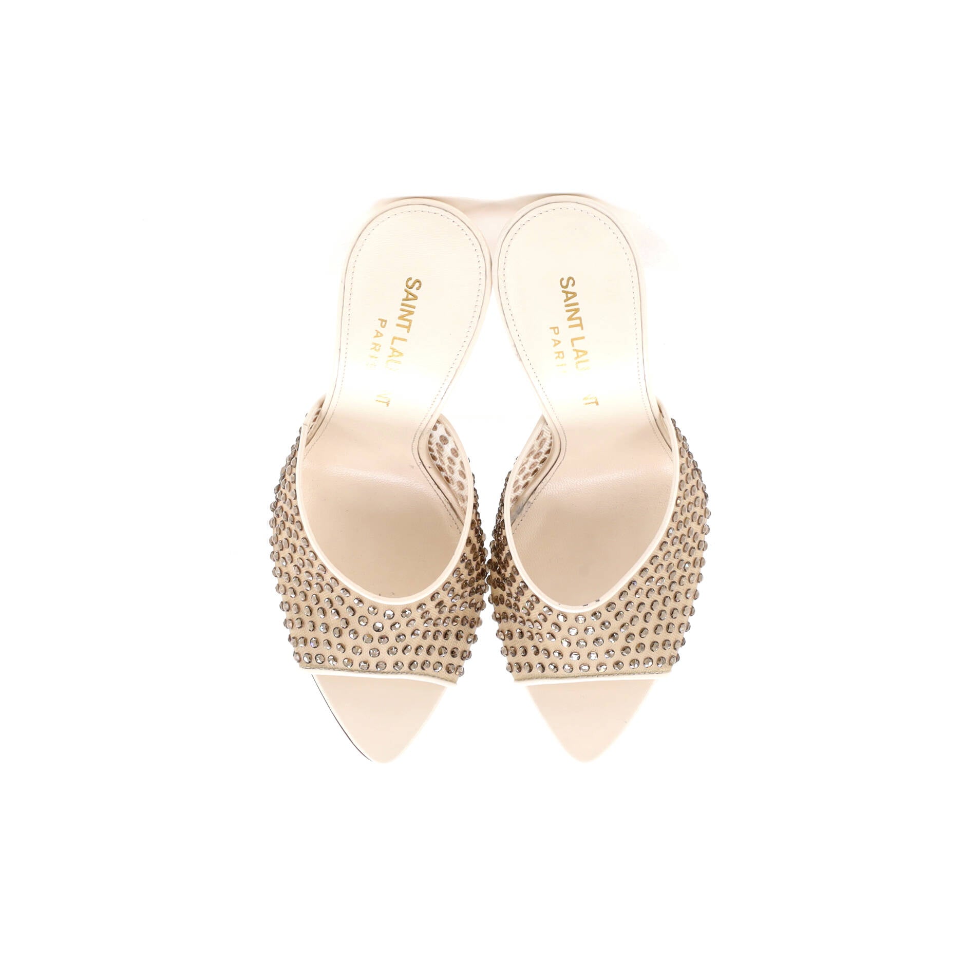 Women's Gippy Heeled Mules Leather and Mesh with Crystals 110