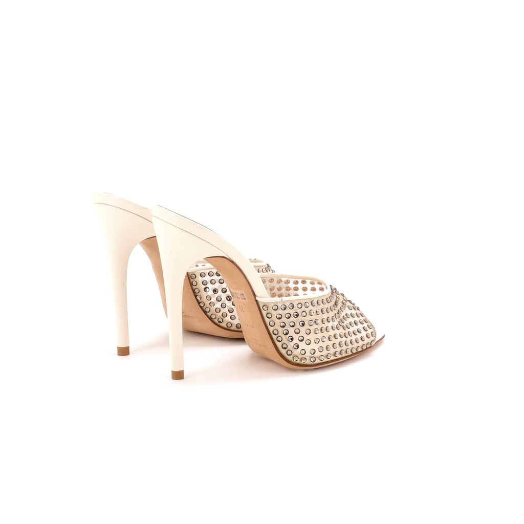 Women's Gippy Heeled Mules Leather and Mesh with Crystals 110