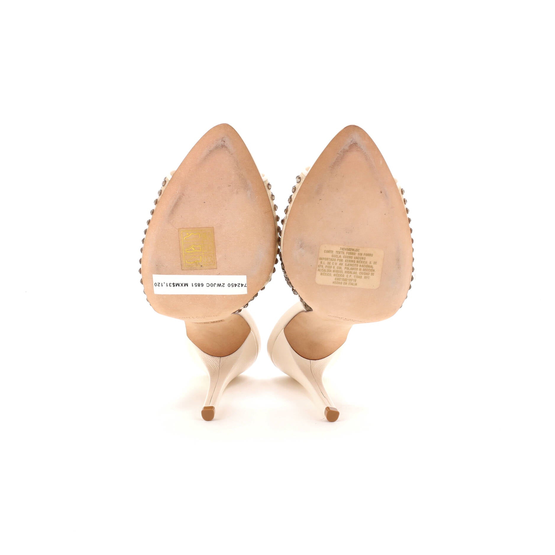 Women's Gippy Heeled Mules Leather and Mesh with Crystals 110
