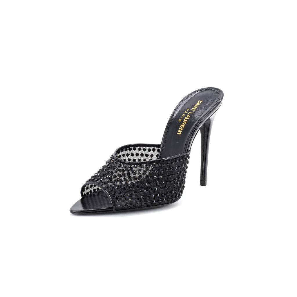 Women's Gippy Heeled Mules Leather and Mesh with Crystals 110