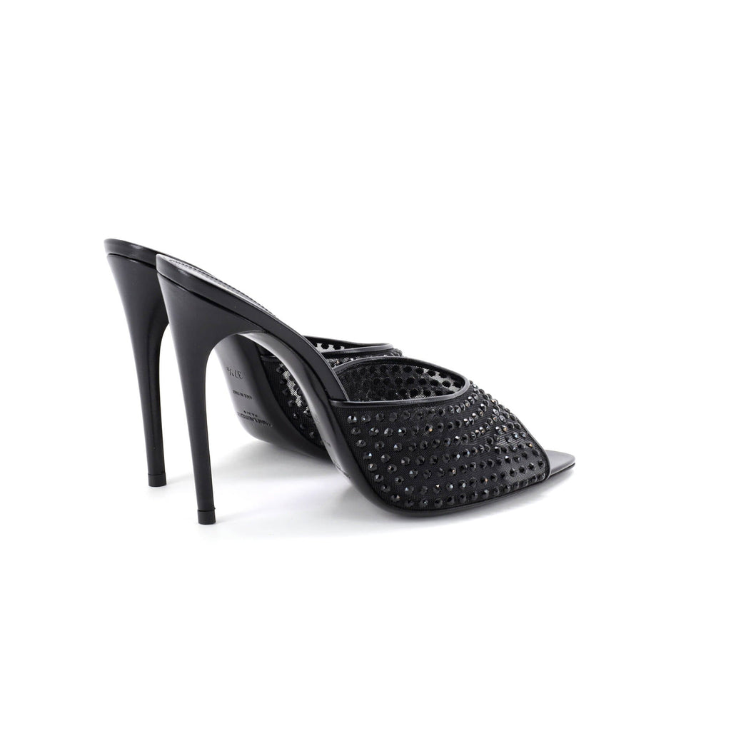 Women's Gippy Heeled Mules Leather and Mesh with Crystals 110