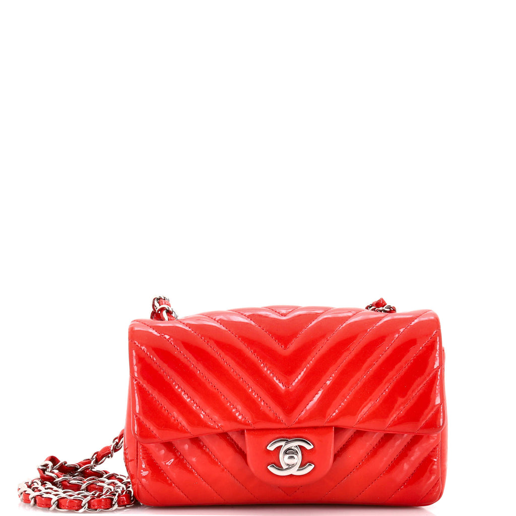 Classic Single Flap Bag Chevron Patent Mini