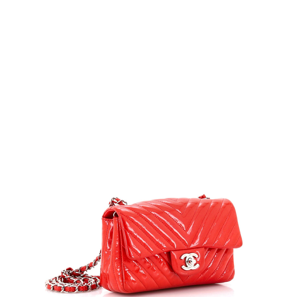 Classic Single Flap Bag Chevron Patent Mini