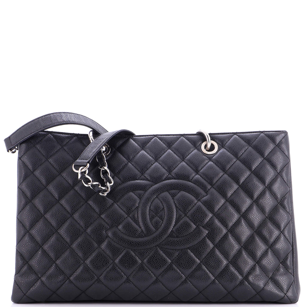 Grand Shopping Tote Quilted Caviar XL