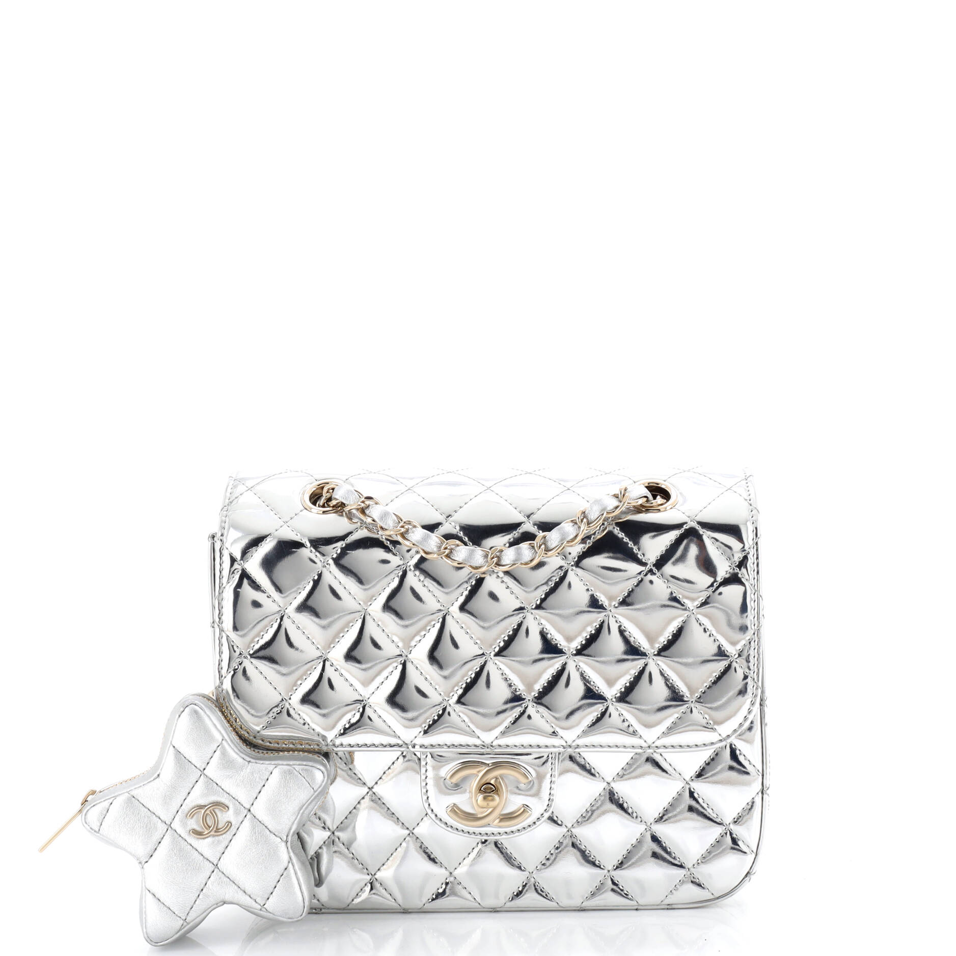 Hollywood Boulevard Backpack with Star Coin Purse Quilted Metallic Leather
