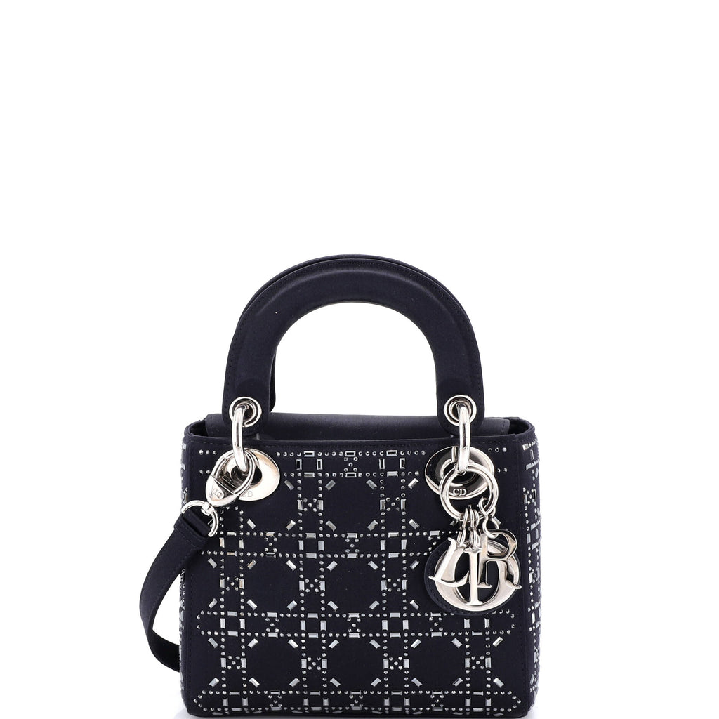 Lady Dior Bag Crystal Embellished Cannage Quilt Satin Mini