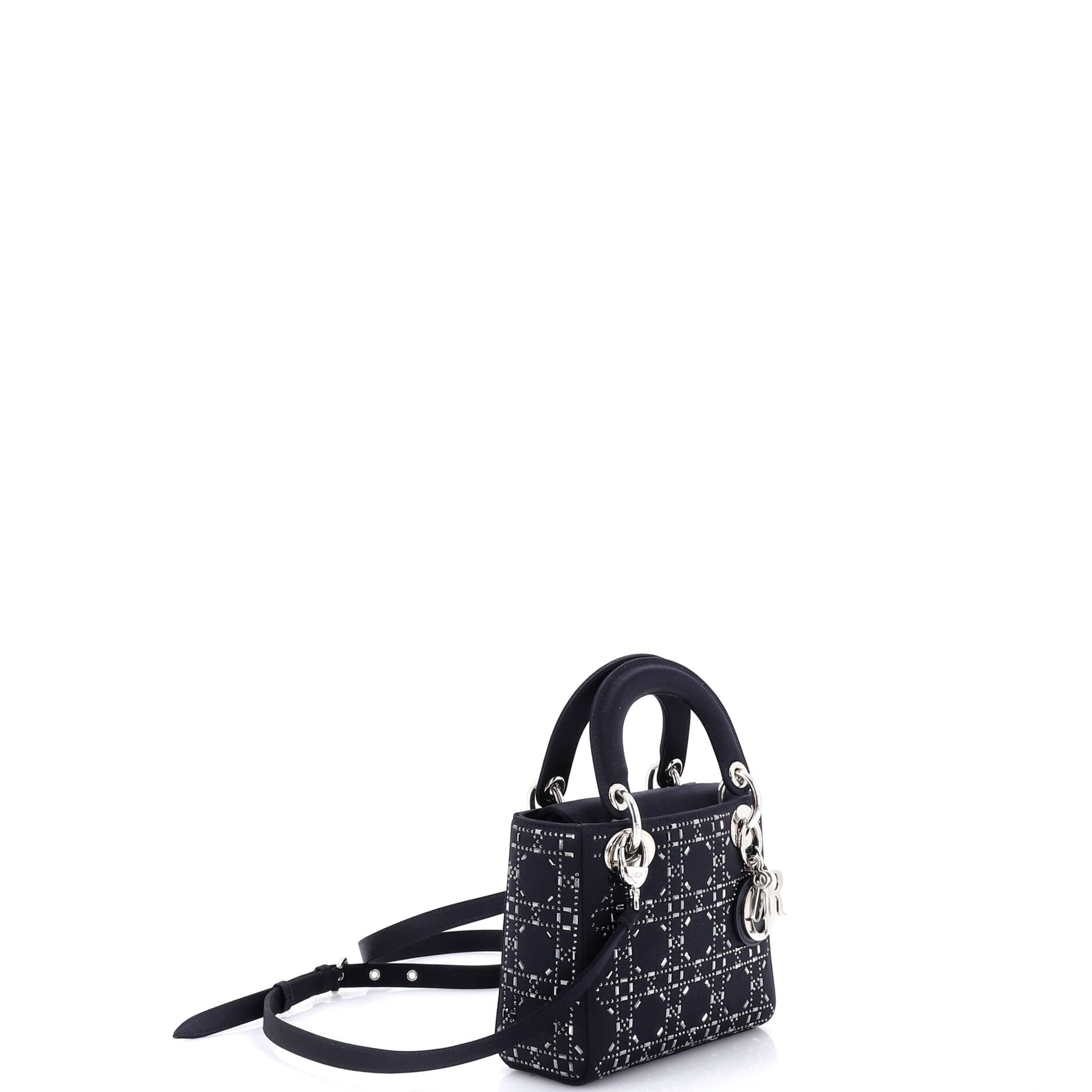 Lady Dior Bag Crystal Embellished Cannage Quilt Satin Mini