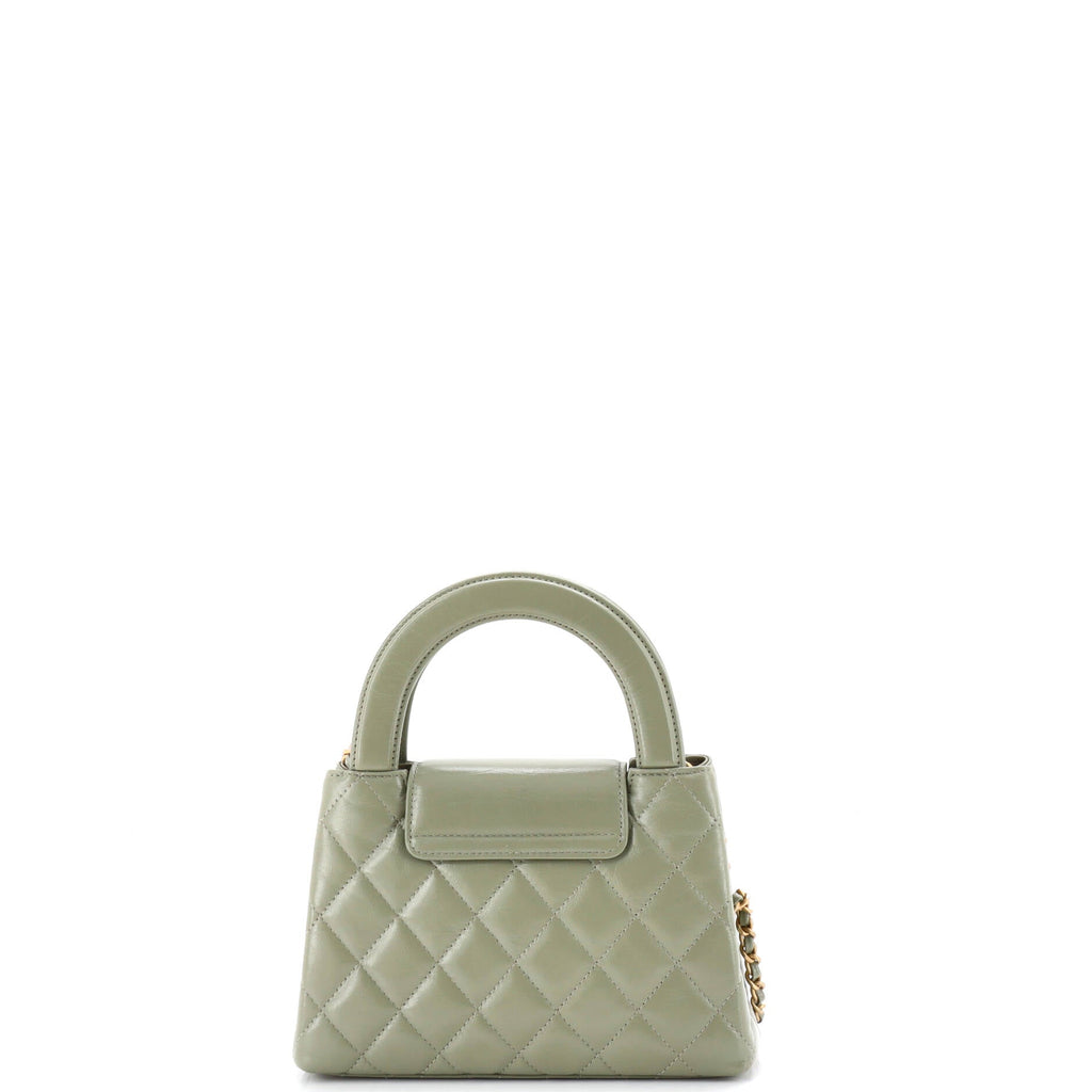 Kelly Top Handle Shopping Bag Quilted Shiny Aged Calfskin Mini