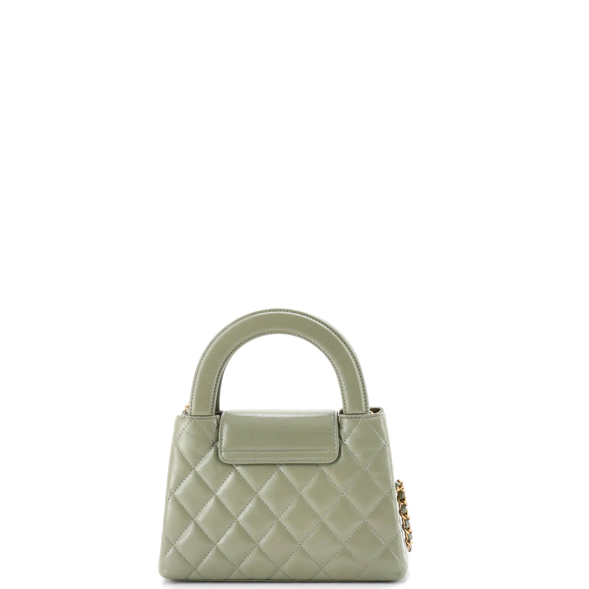 Kelly Top Handle Shopping Bag Quilted Shiny Aged Calfskin Mini