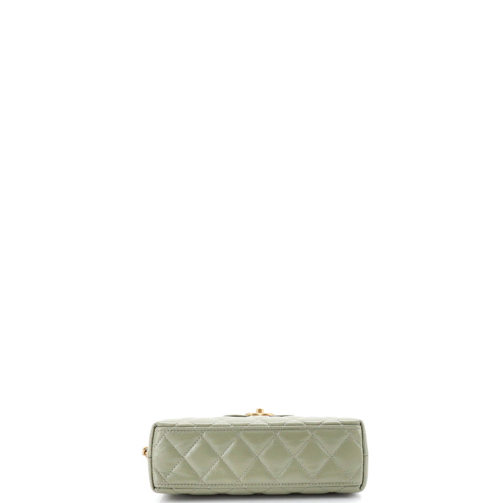 Kelly Top Handle Shopping Bag Quilted Shiny Aged Calfskin Mini