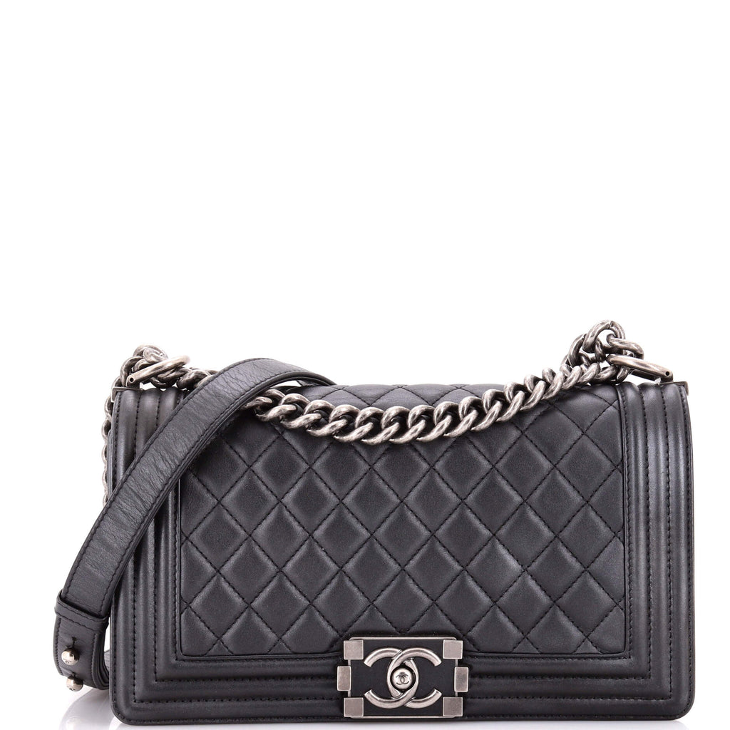 Boy Flap Bag Quilted Metallic Calfskin Old Medium