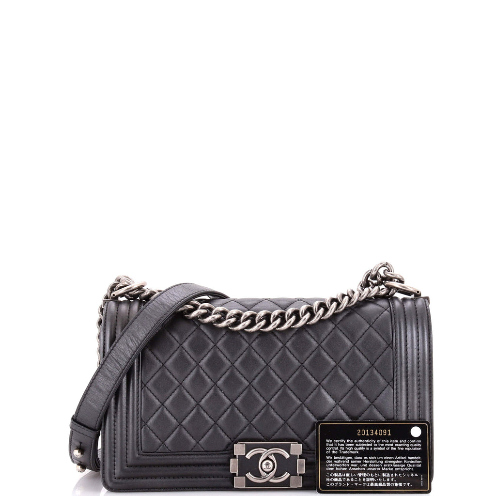 Boy Flap Bag Quilted Metallic Calfskin Old Medium