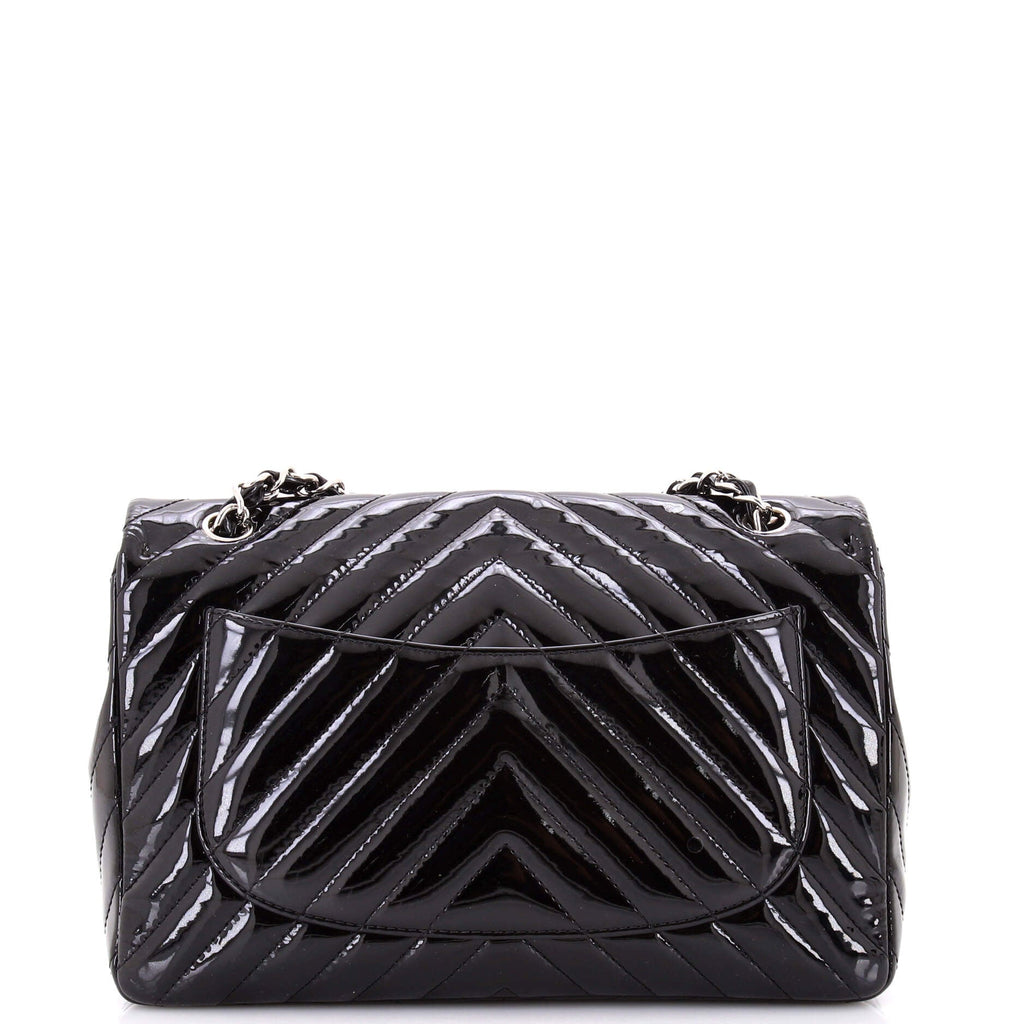 Classic Single Flap Bag Chevron Patent Jumbo