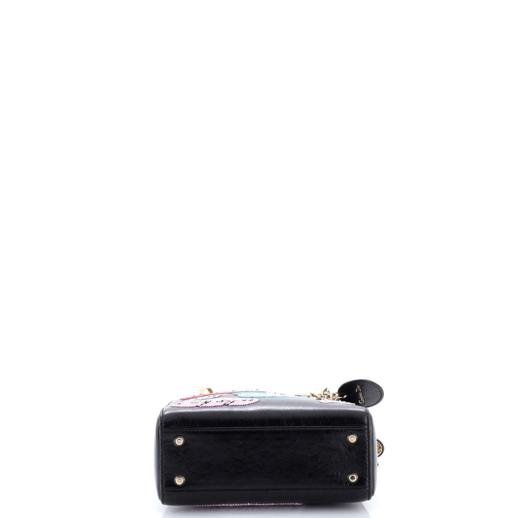 Lady Dior Chain Bag Beaded Leather Mini