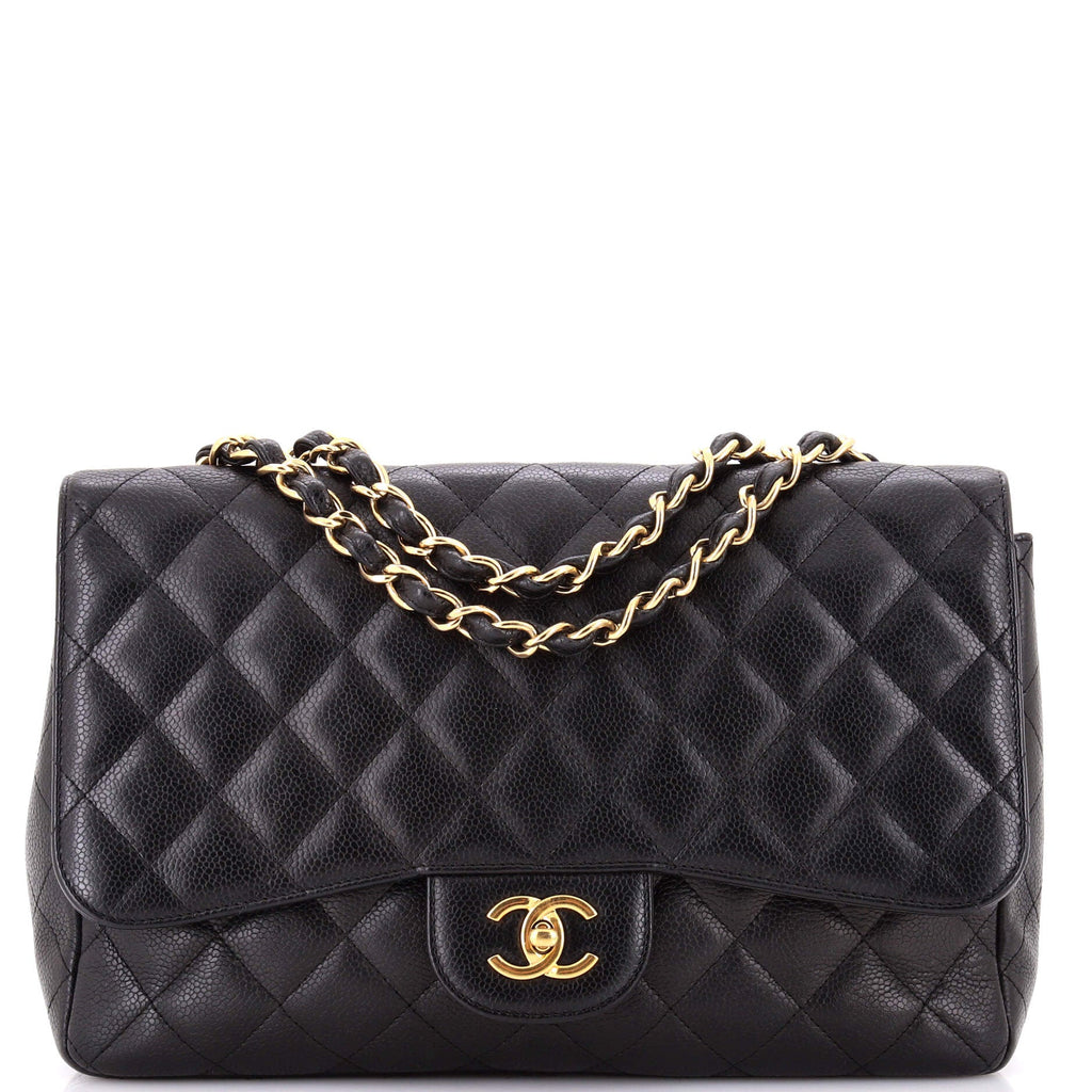 Classic Single Flap Bag Quilted Caviar Jumbo