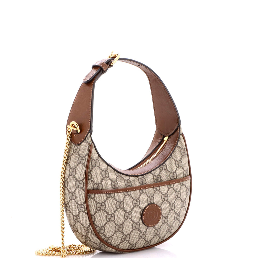 Interlocking G Patch Half Moon Hobo GG Coated Canvas Mini