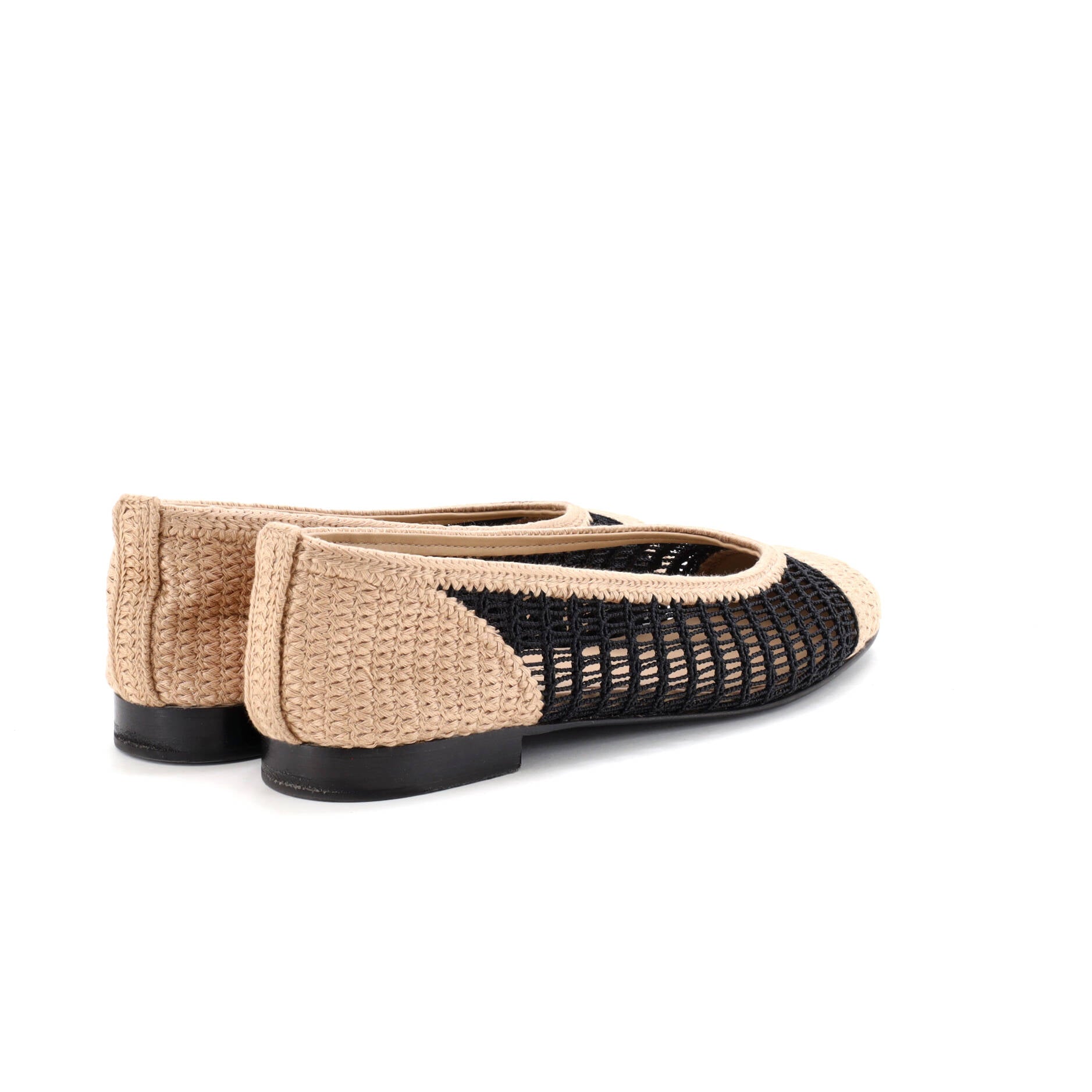 Women's CC Cap Toe Ballerina Flats Crochet Raffia