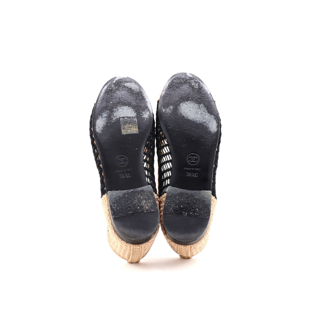 Women's CC Cap Toe Ballerina Flats Crochet Raffia