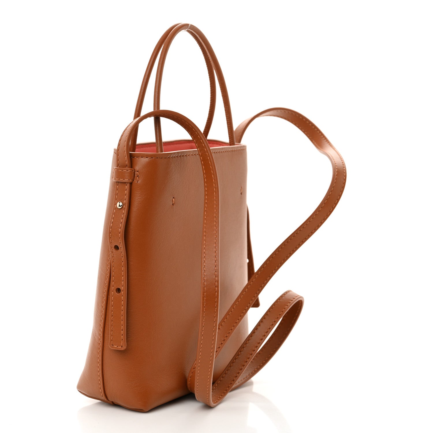 Shiny Calfskin Micro Sense Tote Bag Caramel