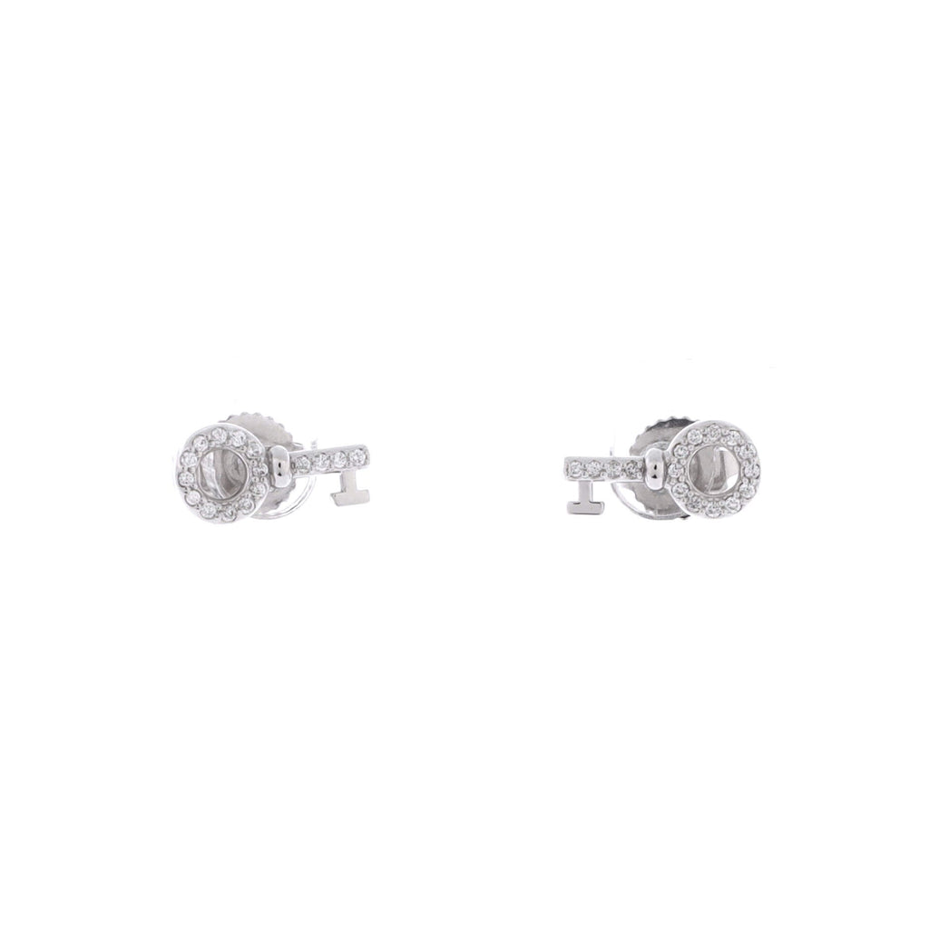 Key Stud Earrings 18K White Gold with Diamonds Mini