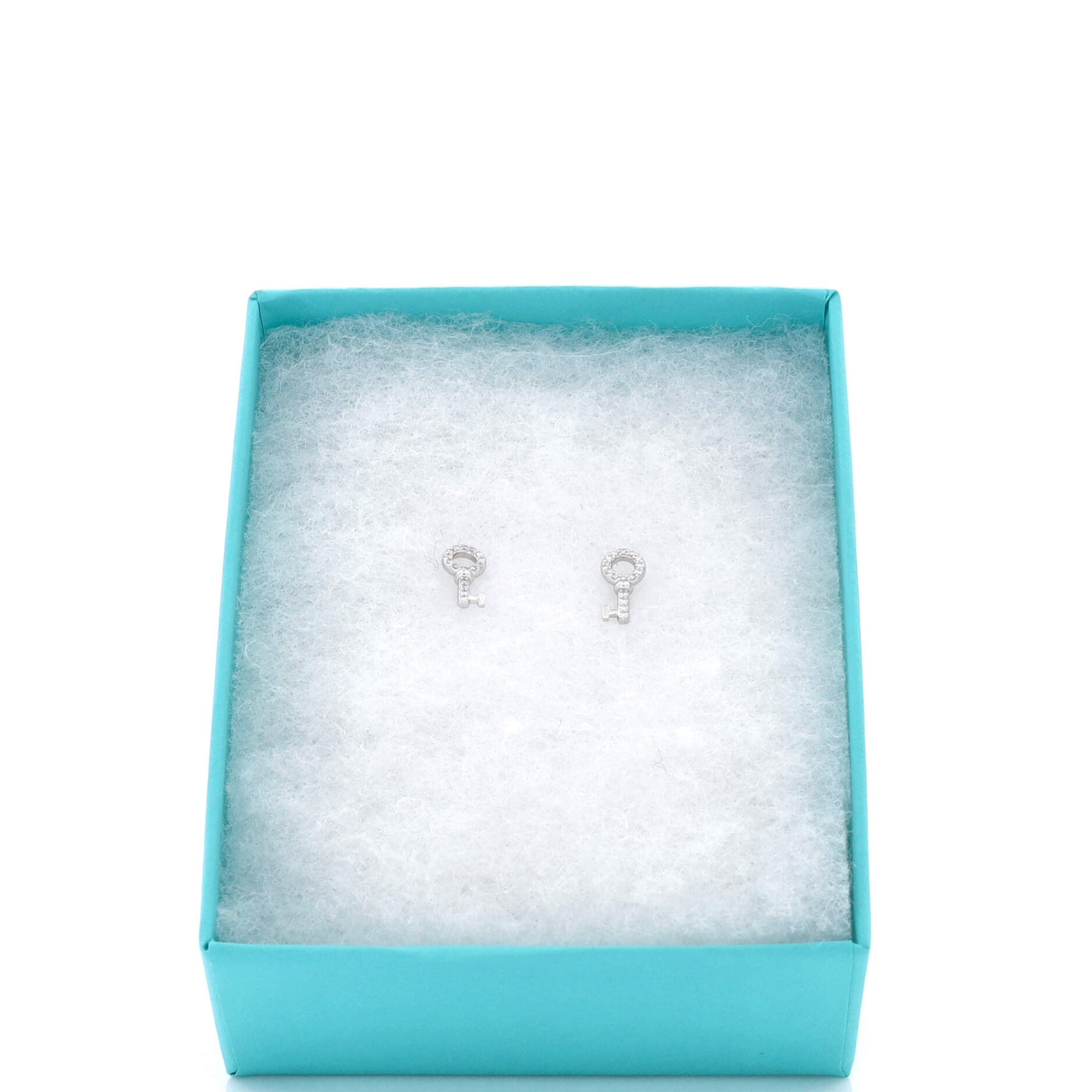 Key Stud Earrings 18K White Gold with Diamonds Mini