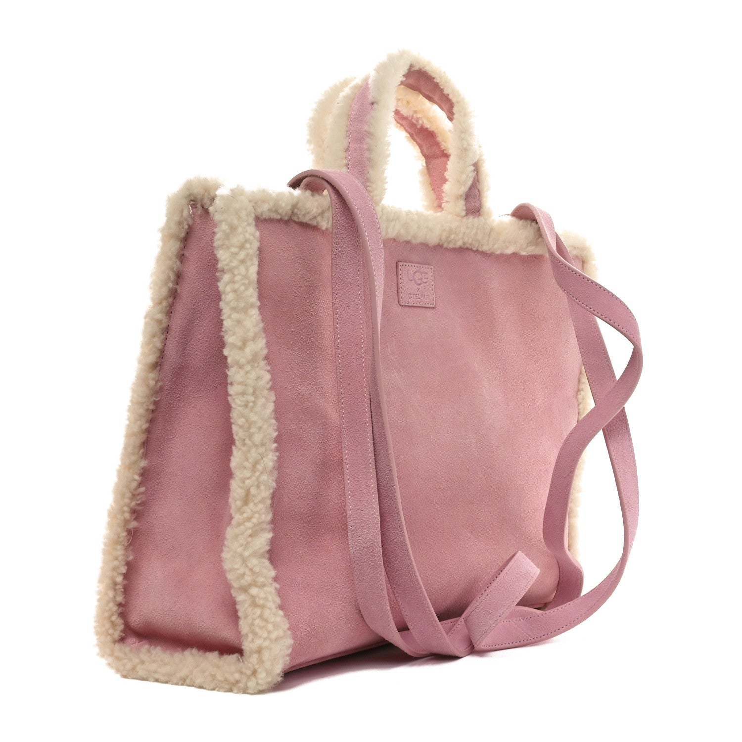 X UGG Suede Shearling Medium Shopping Bag Pink