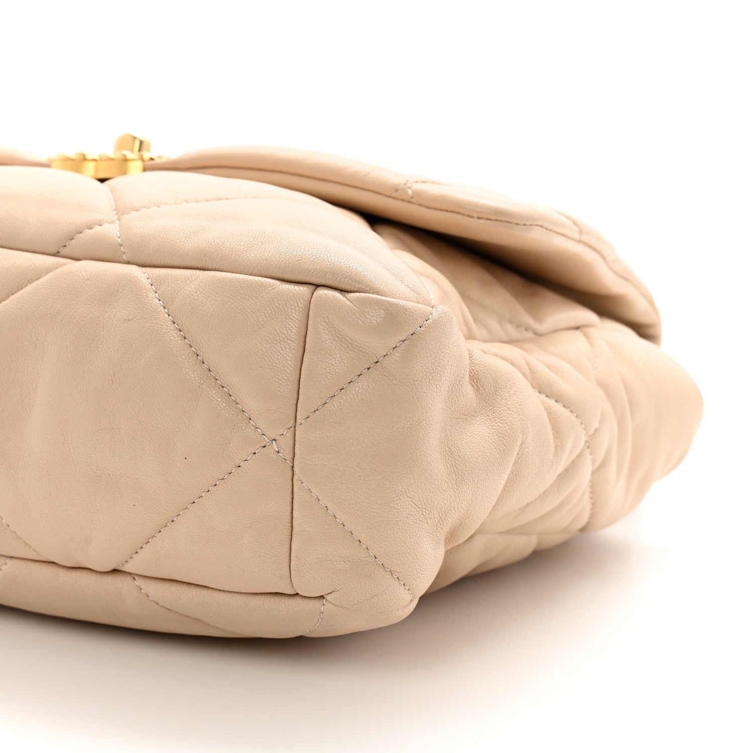 Lambskin Quilted Large Chanel 19 Flap Beige